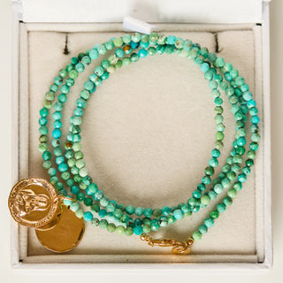 SAMPLE SALE- Turquoise Coin Necklace in Gold