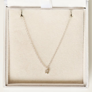 SAMPLE SALE- Solitaire White Sapphire  Necklace