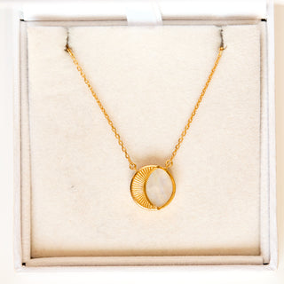SAMPLE SALE- Moonstone Moon Necklace in Gold