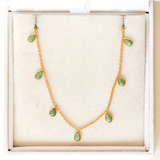 SAMPLE SALE- Turquoise Droplet Necklace in Gold