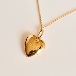 SAMPLE SALE- Diamond Star Set Heart Locket - Engraved with Maddy