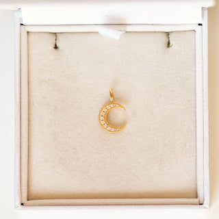 SAMPLE SALE- White Zircon Moon Charm