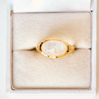 SAMPLE SALE- Oval Moonstone Statement Ring - UK Size L 1/2