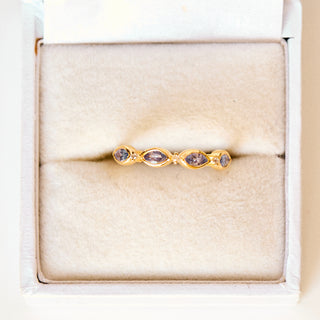 SAMPLE SALE- Tanzanite and CZ Marquise Stacking Ring - UK Size L 1/2