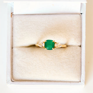 SAMPLE SALE- Green Onyx Vintage Ring - UK Size J 1/2