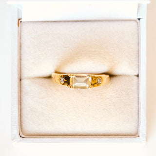 SAMPLE SALE- Green Amethyst Baguette Star Set Ring - UK Size L 1/2