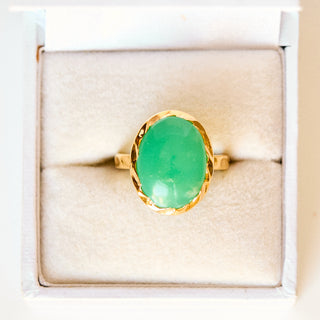 SAMPLE SALE- Chrysoprase Molten Statement Ring - UK Size L 1/2