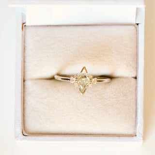 SAMPLE SALE- Green Amethyst and CZ Ring - UK Size O 1/2