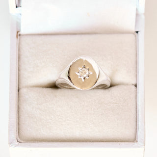 SAMPLE SALE- Star Set Signet Ring - UK Size L