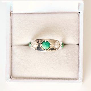 SAMPLE SALE- Turquoise and Pearl Statement Ring - UK Size M