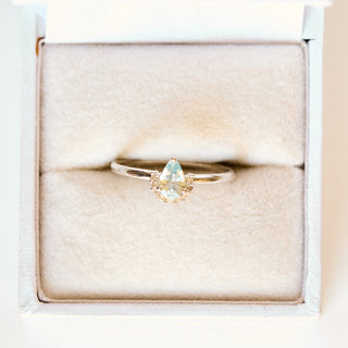 SAMPLE SALE- Aquamarine & Diamond Ring - UK Size L 1/2