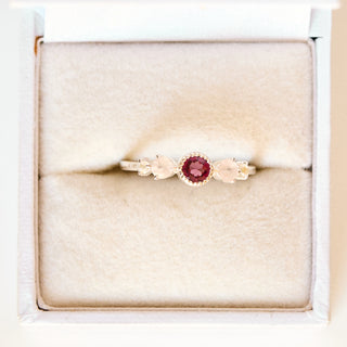 SAMPLE SALE- Tourmaline CZ and Rose Quartz Ring - UK Size O