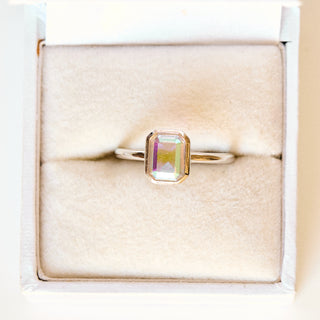 SAMPLE SALE- Mystic Topaz Bezel Ring - UK Size O