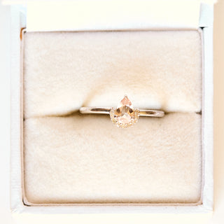 SAMPLE SALE- Rose Quartz and Diamond Ring Ring - UK Size L 1/2
