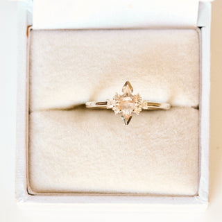 SAMPLE SALE- Rose Quartz & CZ Ring - UK Size O