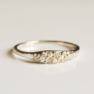 SAMPLE SALE- Pearl & Diamond Cluster Ring - Uk Size T