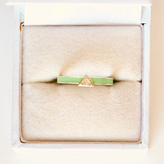SAMPLE SALE- Mint Green Enamel & CZ Band - UK Size L 1/2