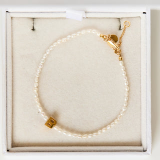 SAMPLE SALE- B  Letter Pearl Bracelet