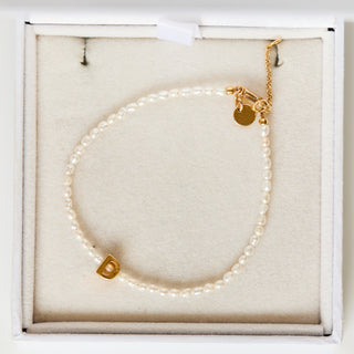 SAMPLE SALE- D  Letter Pearl Bracelet