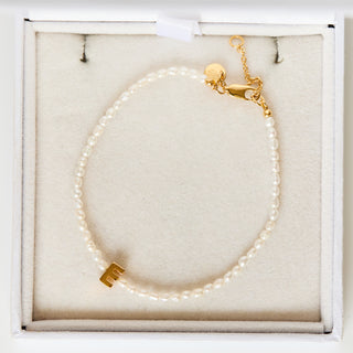 SAMPLE SALE- E  Letter Pearl Bracelet