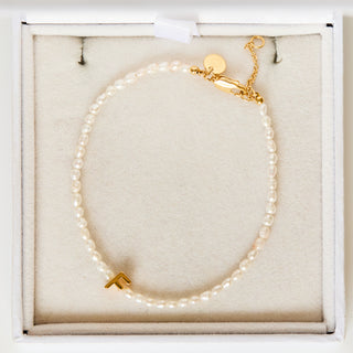 SAMPLE SALE- F  Letter Pearl Bracelet