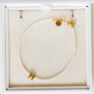 SAMPLE SALE- H  Letter Pearl Bracelet