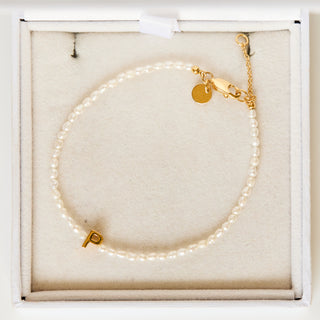 SAMPLE SALE- P  Letter Pearl Bracelet
