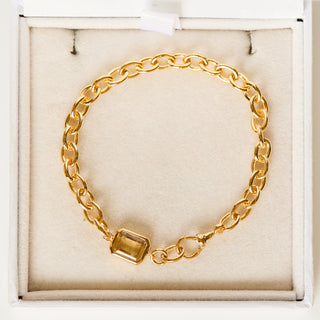 SAMPLE SALE- Green Amethyst Gemstone Albert Bracelet