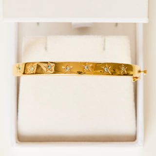 SAMPLE SALE- Chunky Blue Topaz Star Set Bangle