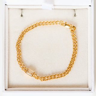SAMPLE SALE- Emerald Cut CZ Curb Bracelet