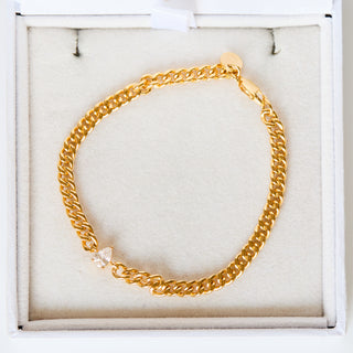 SAMPLE SALE- Pear CZ Curb Bracelet