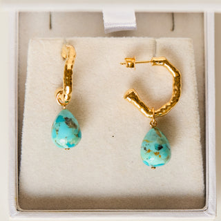 SAMPLE SALE- Molton Turquoise Drop Hoops
