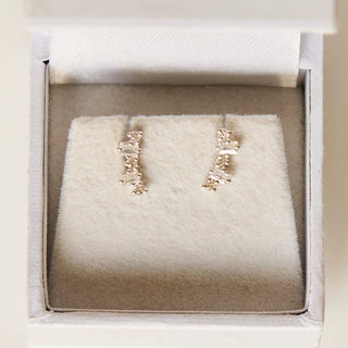 SAMPLE SALE- Silver Curved CZ Climber Studs