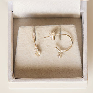 SAMPLE SALE- Silver Mini CZ  Drop Hoops