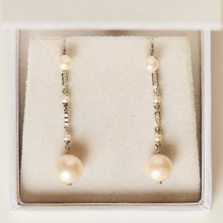 SAMPLE SALE- Pearl and CZ Drop Earrings