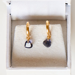 SAMPLE SALE- Mini Heart Iolite Huggie Hoops