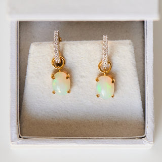 SAMPLE SALE- Opal and CZ Drop Hoops