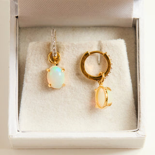 SAMPLE SALE- Opal and CZ Drop Hoops