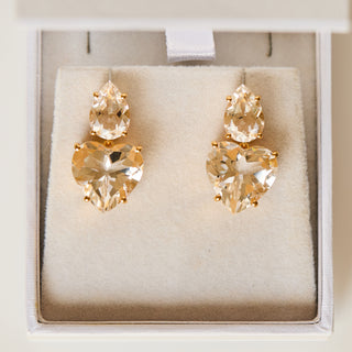 SAMPLE SALE-Heart Crystal Pear Statement Earrings