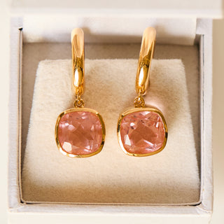 SAMPLE SALE- Morganite Drop Hoops