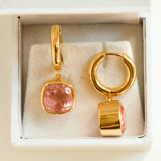 SAMPLE SALE- Morganite Drop Hoops