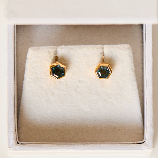 SAMPLE SALE- Hexagon London Blue Topaz  Studs