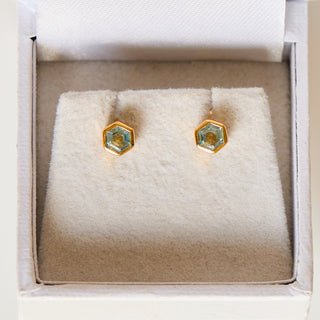 SAMPLE SALE- Hexagon Swiss Blue Topaz Topaz Studs