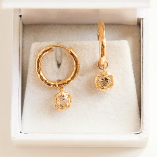 SAMPLE SALE- Molten Green Amethyst Circle Drop Hoops
