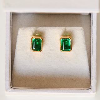 SAMPLE SALE- Emerald Octagon Studs