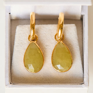 SAMPLE SALE- Yellow Sapphire Drop Hoops