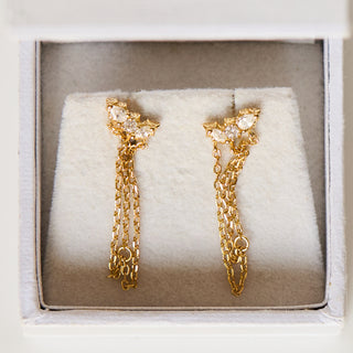 SAMPLE SALE- White Topaz Tripple Chain Stud