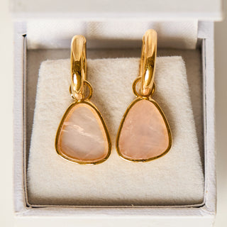 SAMPLE SALE- Rose Quartz Droop Hoops
