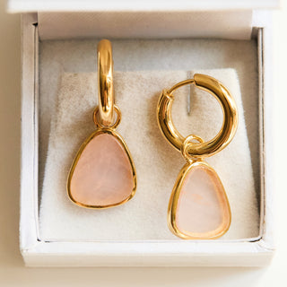 SAMPLE SALE- Rose Quartz Droop Hoops