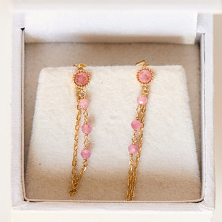 SAMPLE SALE- Rose Quartz Chain Studs